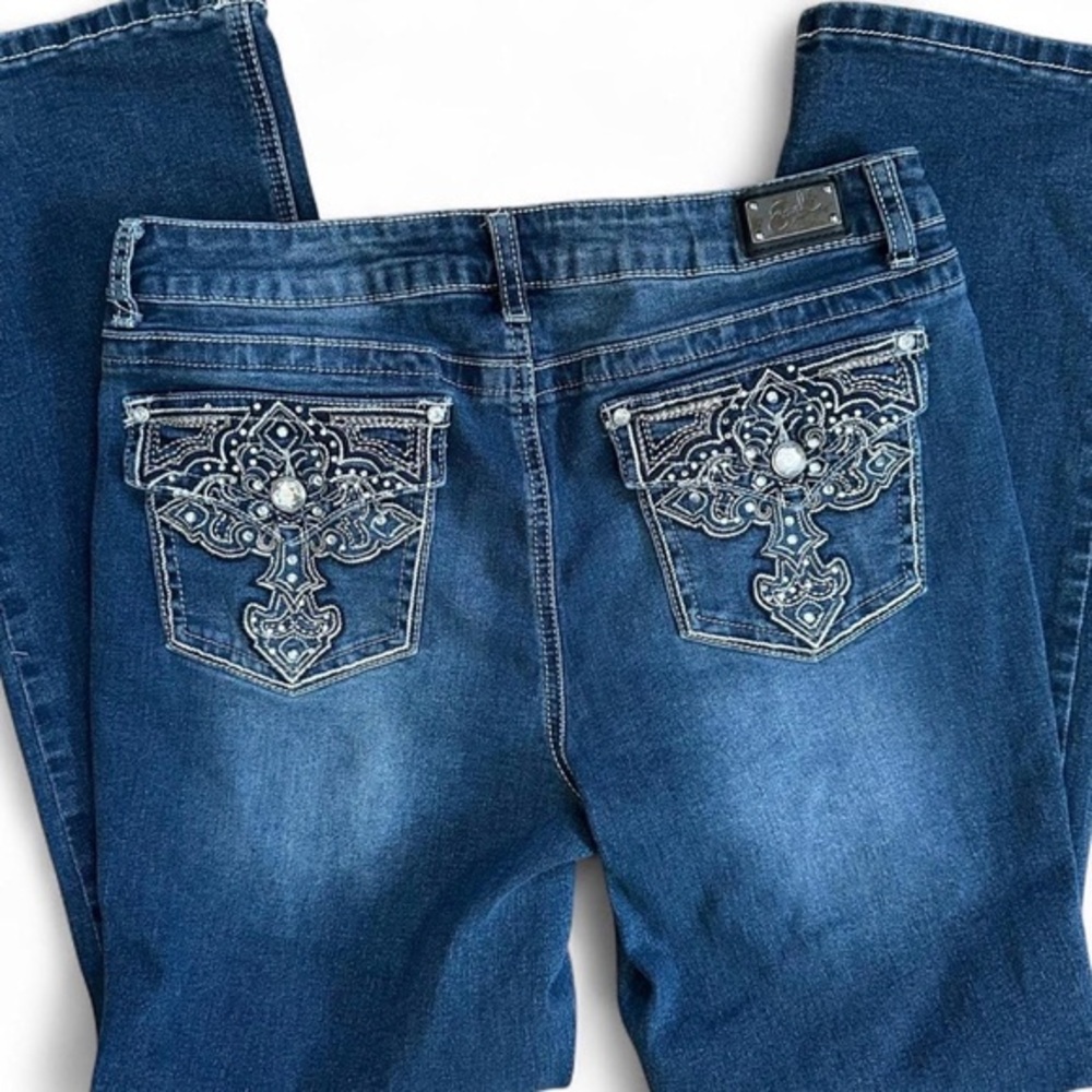 Vintage Earl Jeans Stitched Elaborate Rhinestones Y2K Slim Bootcut Women’s 12